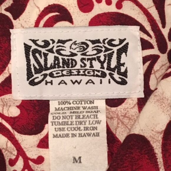 Men's Red Hawaiian Button Down Shirt by Island Style Design Size M - Picture 2 of 3